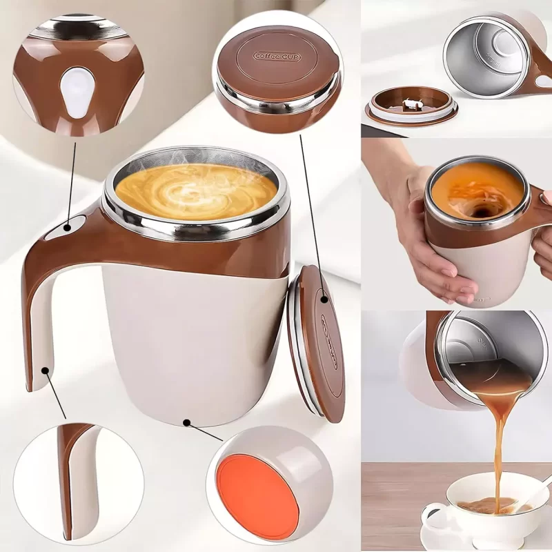 خرید لیوان همزن دار قهوه: ماگ اتوماتیک میکسر کافی با همزن مغناطیسی قابل شستشو
