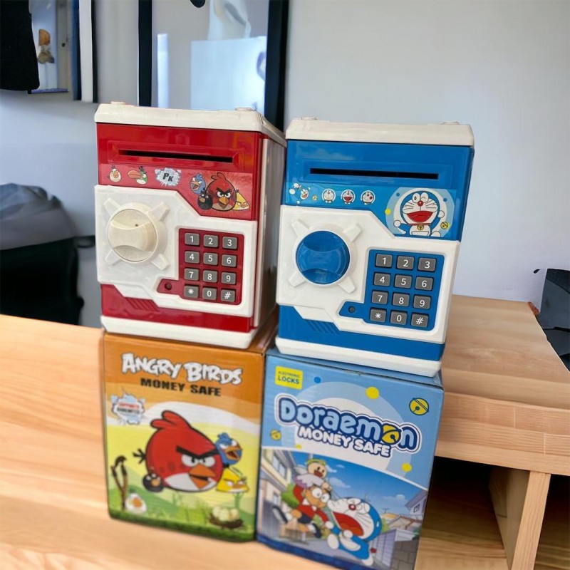 گاوصندوق اسباب بازی رمزدار با قابلیت مکش اسکناس - طرح Angry Birds و Doraemon