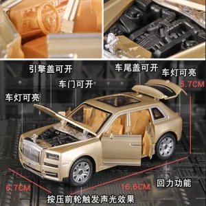 ماکت فلزی رولز رویس کالینان با مقیاس 1/32 – چراغ‌دار، صدادار و درهای بازشو