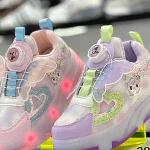 کفش اسکیتی کرومی بالدار چراغدار بچهگانه از سایز 28 تا37