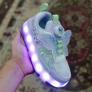 کفش اسکیتی کرومی بالدار چراغدار بچهگانه از سایز 28 تا37