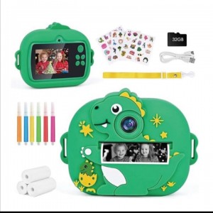 دوربین کودک طرح دایناسور و تکشاخ با چاپ عکس به همراه مموری 32 گیگ