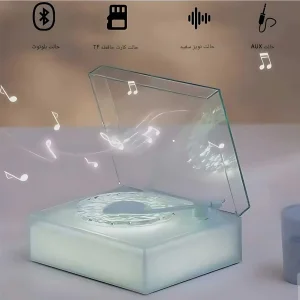 چراغ خواب و اسپیکر بلوتوثی شانک‌سیا مدل Round-X08 طرح گرامافون