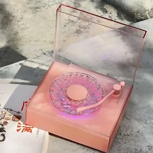 چراغ خواب و اسپیکر بلوتوثی شانک‌سیا مدل Round-X08 طرح گرامافون