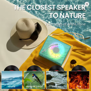 چراغ خواب و اسپیکر بلوتوثی شانک‌سیا مدل Round-X08 طرح گرامافون