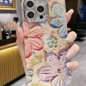 قاب موبایل طرح گل  آبرنگی مناسب ایفون 14