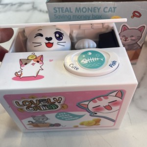 قلک گربه دزد سکه مدل Gray Cat Coin