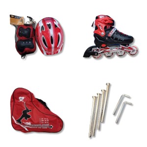 اسکیت کفشی بدنه هارد برند لانگ فنگ LONG FENG  سایز متوسط(مناسب 35 تا 38) قرمز