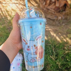 ماگ اسموتی دوجداره آبی طرح تک شاخ