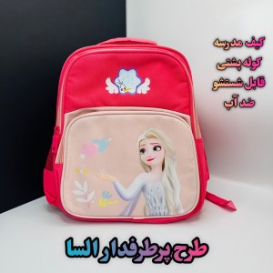 کوله پشتی باکیفیت پارچه ای با طرح السا رنگ صورتی