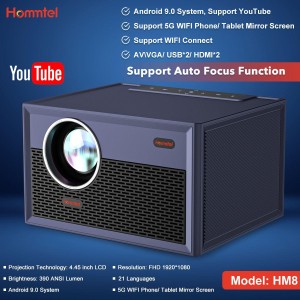 خرید پروژکتور Hommtel HM8 - کیفیت Full HD با سیستم عامل Android 9.0 و پشتیبانی از 5G WiFi