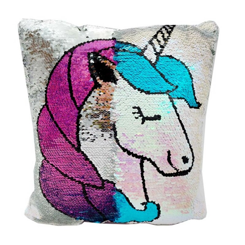 کوسن پولکی تک شاخ بزرگ سایز 2 کد 0183 Large unicorn sequin cushion