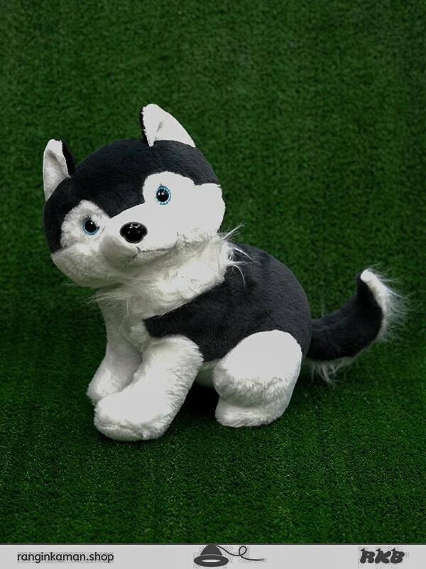 عروسک سگ هاسکی نشسته کد 246_128 sitting husky dog doll