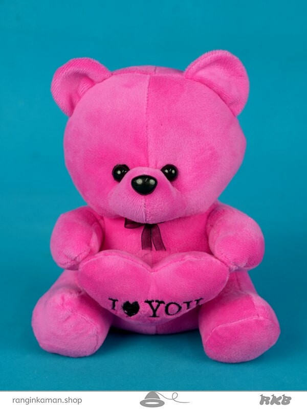 عروسک خرس قلب به دست رنگالو bear doll with heart in hand