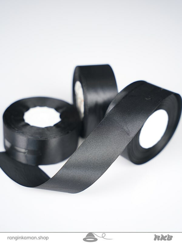ربان ساتن پهن رنگ مشکی Wide black satin ribbon