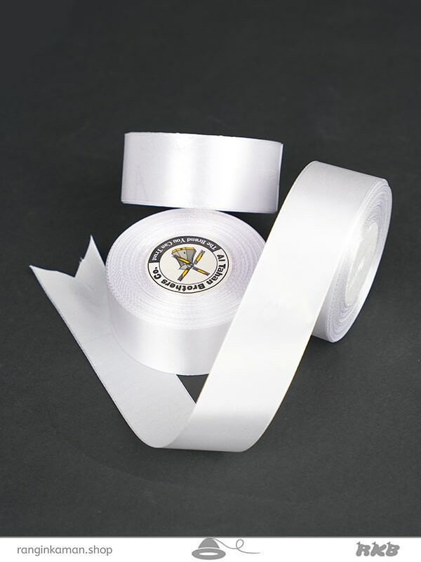 ربان ساتن پهن رنگ سفید Wide white satin ribbon