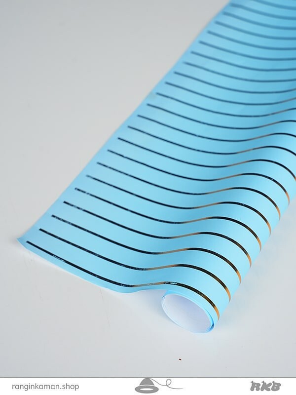کاغذ کادو طلاکوب آبی راه راه blue striped gift paper