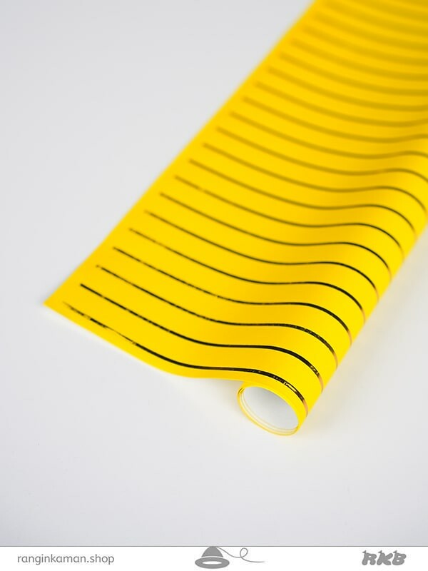 کاغذ کادو طلاکوب زرد راه راه  yellow striped gift paper