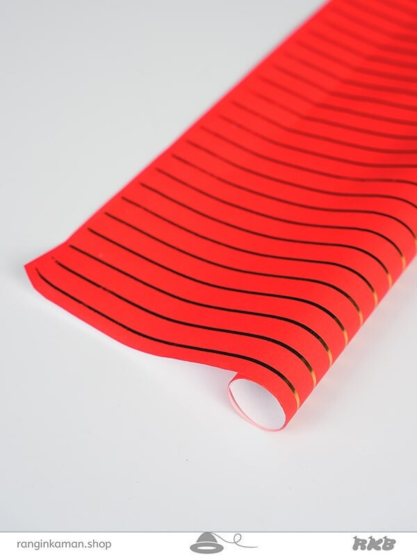 کاغذ کادو طلاکوب قرمز راه راه Red striped gilded gift paper