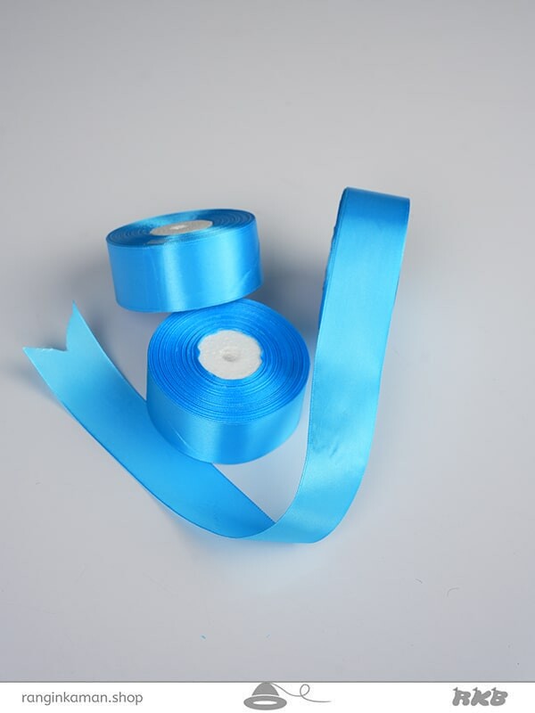 ربان ساتن پهن رنگ آبی Wide blue satin ribbon