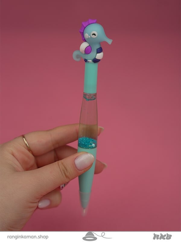 روان نویس آکواریومی چراغدار طرح اسب دریایی Illuminated aquarium fountain pen with seahorse design