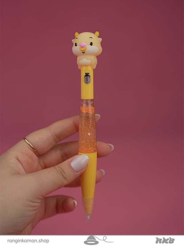 روان نویس آکواریومی چراغدار طرح گاو Illuminated aquarium fountain pen with cow design