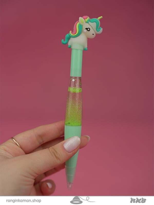 روان نویس آکواریومی چراغدار طرح یونیکورن Illuminated aquarium fountain pen with unicorn design