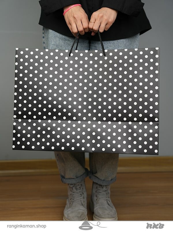 بگ خالخالی مشکی Black polka dot bag