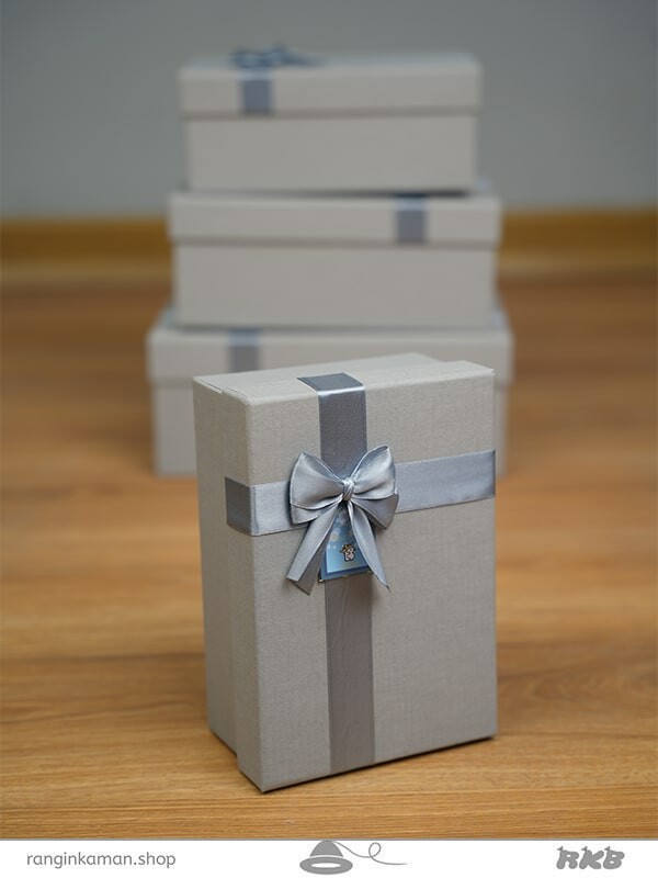 جعبه کادو مستطیل طوسی (4 سایز)  Gray rectangular gift box