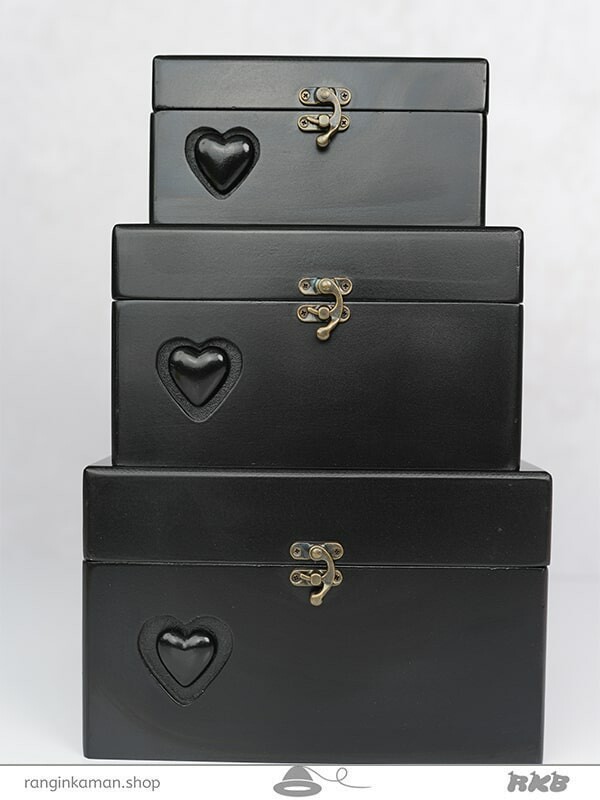 باکس صندوقی مشکی تک قلب Single heart black cash box