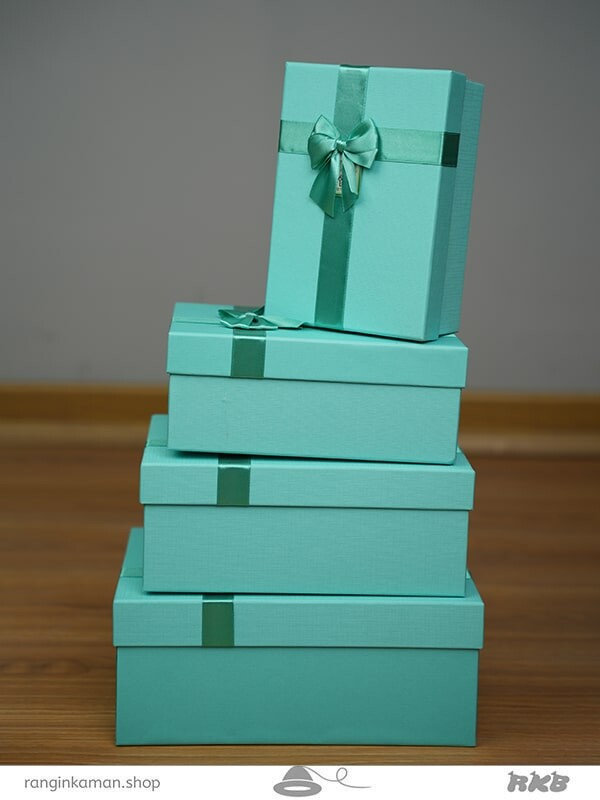 جعبه هدیه مستطیلی سبز آبی (4 سایز) Blue green rectangular gift box