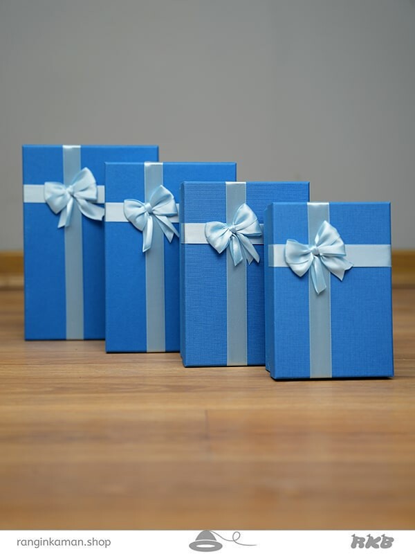 جعبه هدیه مستطیلی آبی (4 سایز) Blue rectangular gift box