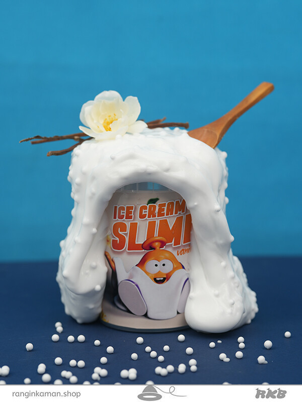 بستنی اسلایم وانیلی Vanilla slime ice cream