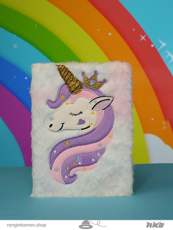 دفتر پولیشی یونیکورن چشم بسته رنگین کمانی Rainbow blindfolded unicorn polish office