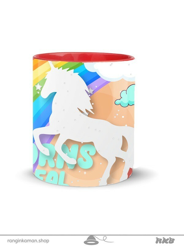 ماگ آبی آسمانی سرامیکی با طرح چاپی دلخواه ceramic mug