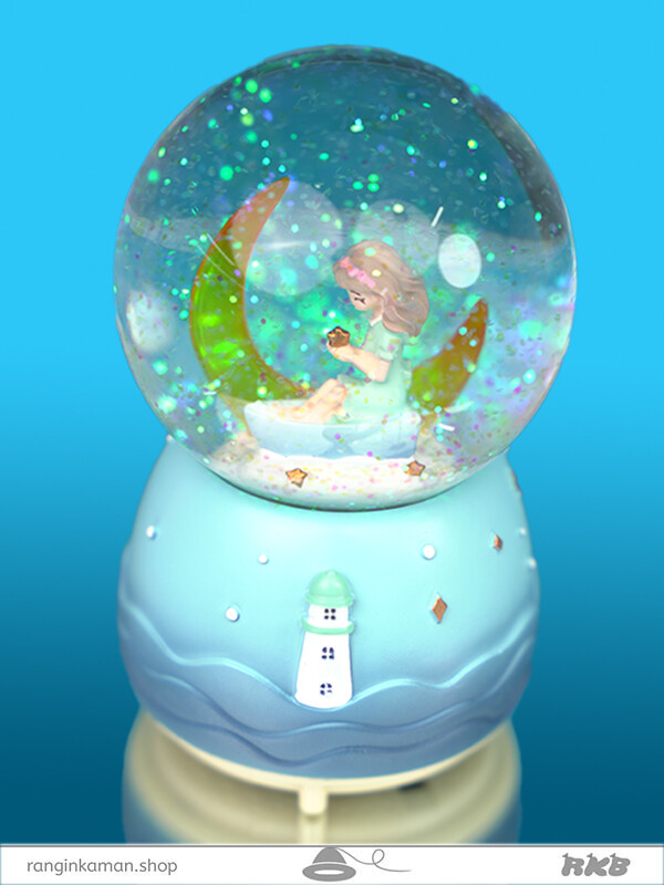 گوی موزیکال مدل فرشته و ماه Angel and moon