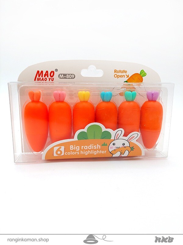 ماژیک هایلایتر طرح هویج (بسته ۶ عددی)