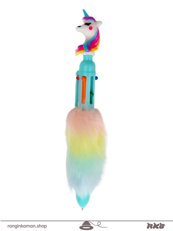خودکار ۶ رنگ پوم پوم یونیکورن 6 color pom pom unicorn pen