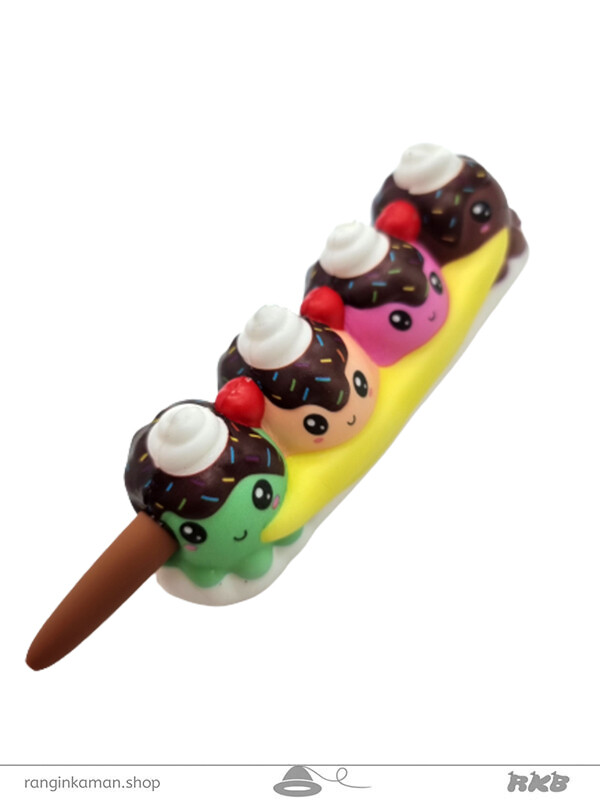 خودکار اسکوییشی بستنی خامه ای 4 رنگ (قهوه ای،صورتی،کرم،سبز)