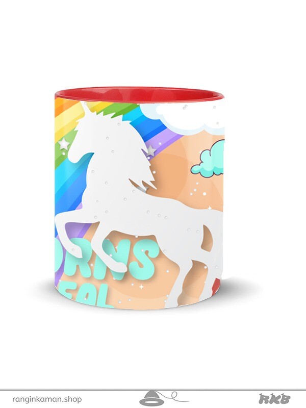 ماگ سرامیکی طرح یونیکورن رنگین کمانی چاپی