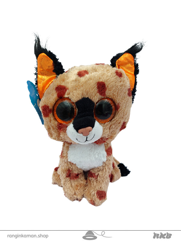 عروسک حیوانات چشم تیله ای پلنگ قهوه ای