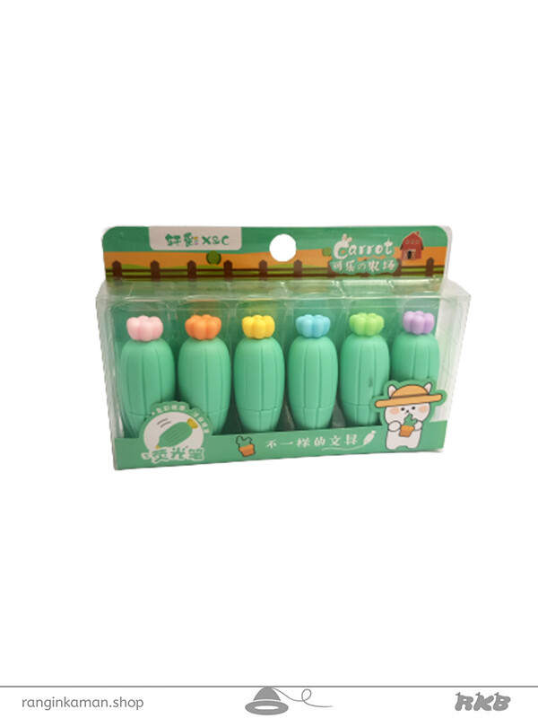 ماژیک هایلایتر طرح کاکتوس (بسته ۶ عددی)