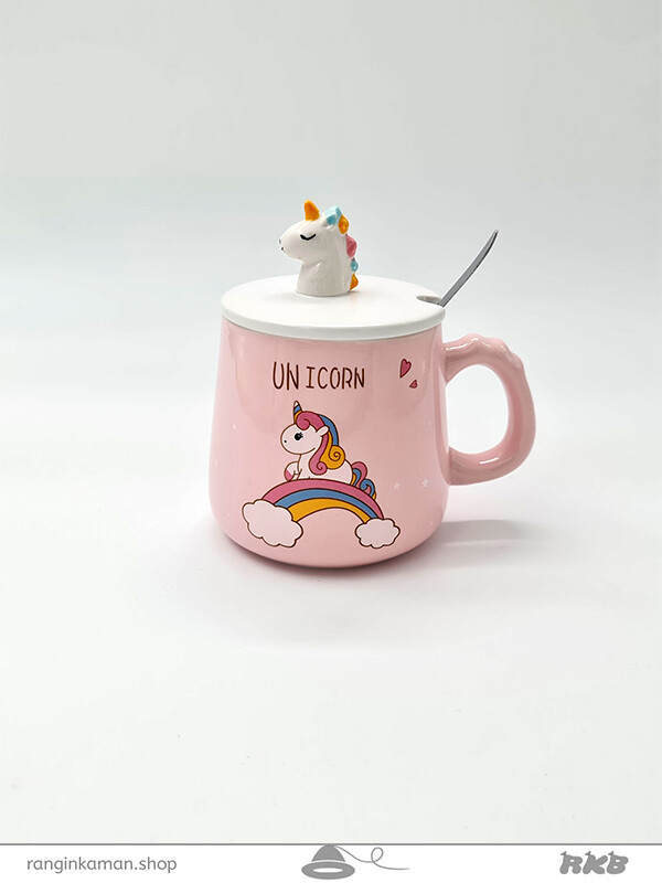 ماگ سرامیکی یونیکورن درب دار (تک شاخ)