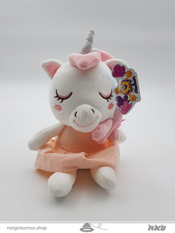 عروسک یونی کورن لباس دار رنگین کمانی چشم بسته