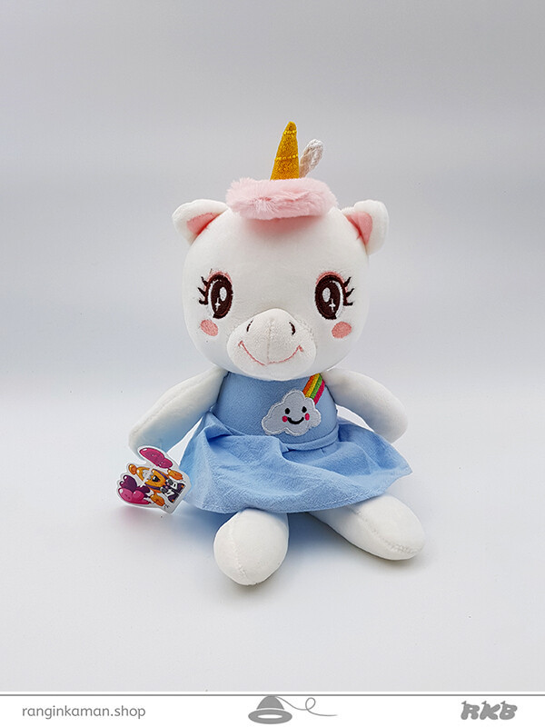 عروسک یونی کورن لباس دار رنگین کمانی