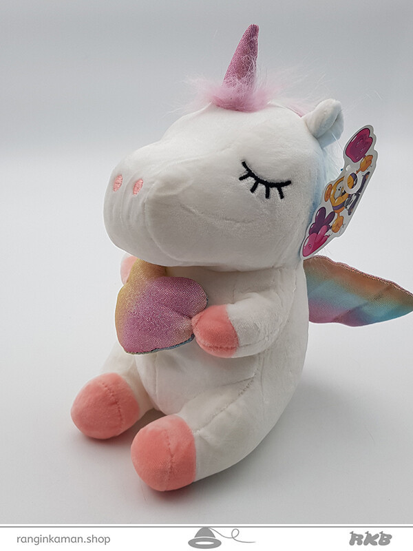 عروسک یونی کورن بالدار عاشق قلب به دست