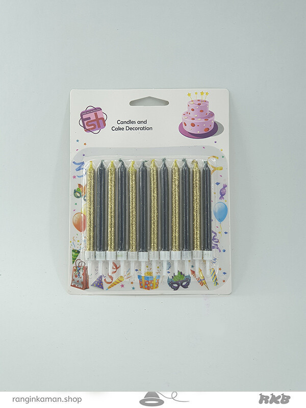 شمع خلالی 12 عددی مشکی طلایی