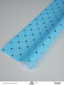 کاغذ کادو طلاکوب آبی قلبی blue gift paper with heart design