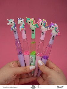 روان نویس آکواریومی چراغدار طرح یونیکورن Illuminated aquarium fountain pen with unicorn design