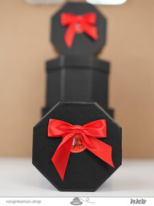 جعبه هدیه 8 ضلعی مشکی (4 سایز)Black octagonal gift box